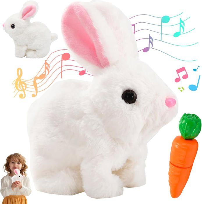 Lapin interactifJouet Lapin Interactif 2025 Neu Cadeaux de Pâques Enfants Lapin SautantLapin Doudou Petit Peut Marcher et