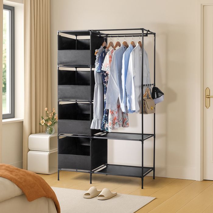 ALIGHTUP - Armoire Penderie Armoire de chambre Armoire de Rangement 4 Boites en Tissu - Noir 105*45*170cm ALIGHTUP - Armoire Penderie Armoire de chambre Armoire de Rangement 4 Boites en Tissu - Noir 105*45*170cm