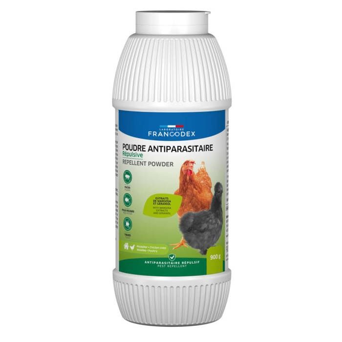 Comparer les prix de Poudre Antiparasitaire Répulsive Poule 900g - Francodex