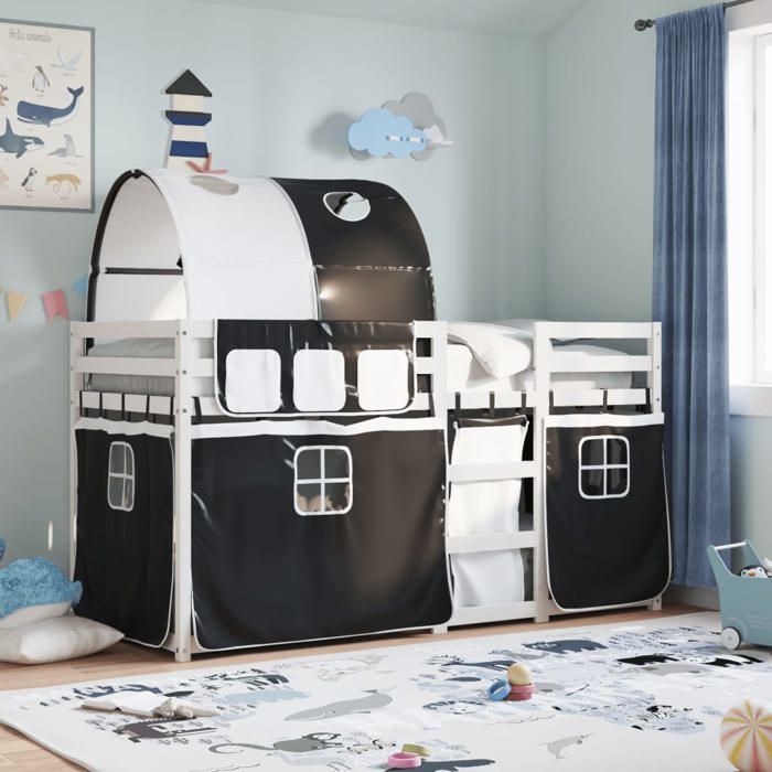 SALE 2025Lit superposé enfant - Lit 2 personnes - 80x200 cm - bois de pin massif 33.31 Kg 4094