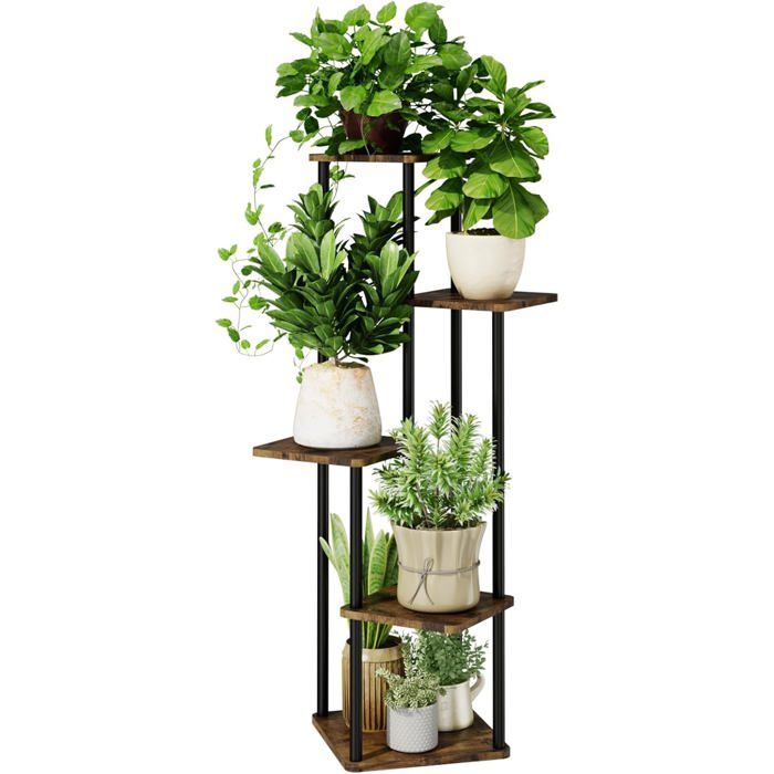 Étagère pour plantes 5 Niveaux Support Plantes Interieur Multifonction Support Jardinière Décoratif pour Balcon Salon Bureau Jardin