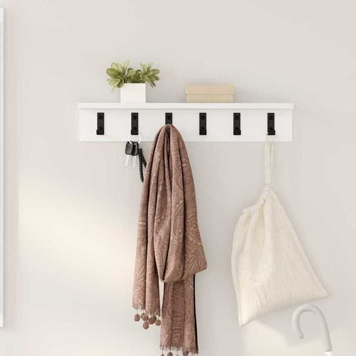 BONNIE®Porte-manteau mural - Étagère Décoration pour Maison Cuisine Blanc 60 x 10.5 x 10.5 cm Bois dingénierie qacj1640