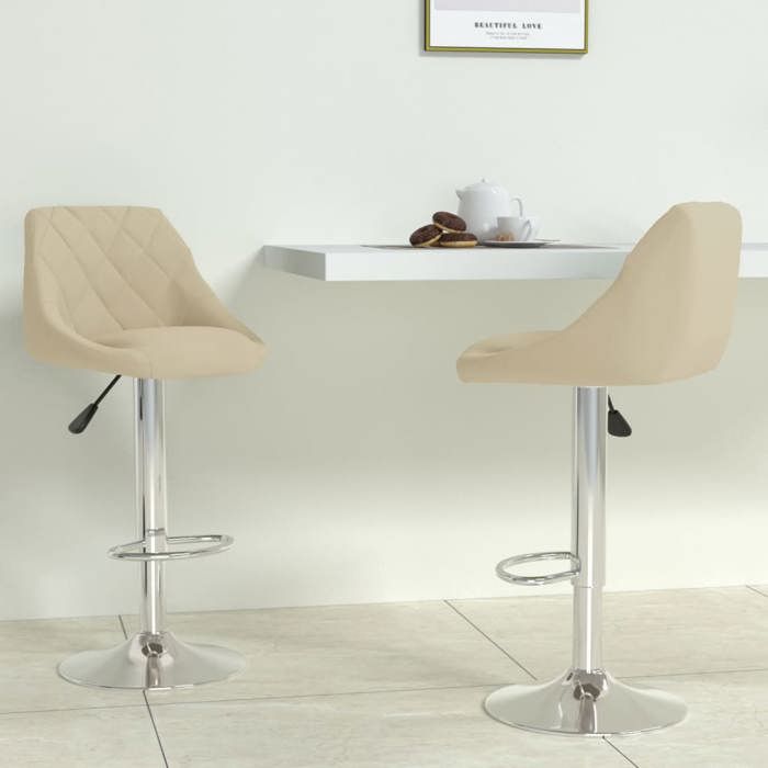 Printemps/été 2025 Tabourets de bar lot de 2 - SOLOMON - crème velours - 46x44x(82-103) cm LV1198