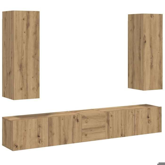 Ensemble meubles TV muraux - VIDAXL - 5 pièces - Chêne artisanal - Bois dingénierie - 30 5x30x30 cm - 80x30x30 cm
