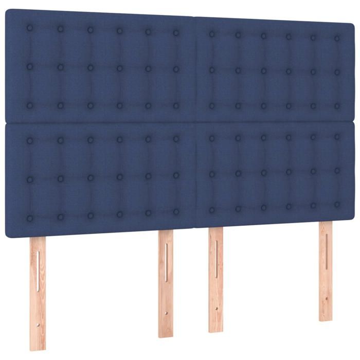 Tête de lit classique - VIDAXL - Lot de 4 - Bleu - 72x5x78/88 cm - Tissu polyester - Bois massif - Hauteur réglable