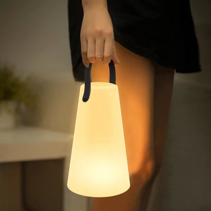 Lampe de Table Extérieure Dimmable Rechargeable LED Lampe de Table sans fil avec télécommande et 8 RGB couleurs