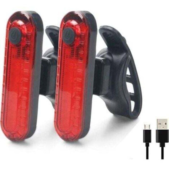 Feux Arriere Vélo - 2 Pièces Eclairage Arrière Vélo USB Rechargeable COB LED Lampe de Vélo Arrière Imperméable 4 Modes déclairag