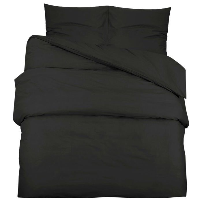 “Winter SaleTOP Housse de couette Noir - Ensemble de housse de couette Noir 135x200cm Microfibre légère PRO87139