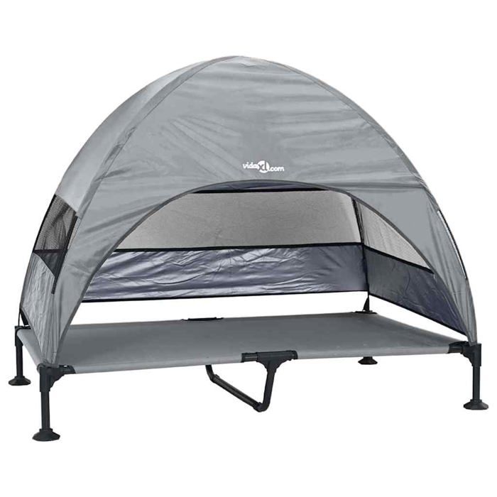 Lit surélevé pour chien - vidaXL - Gris clair - 127x81x108 cm - Tissu et acier - Portable - Résistant aux rayures