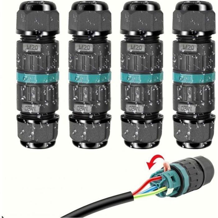 4 boîtes de dérivation étanches IP68 pour raccord de câble 3 fils domino étanche extérieur pour câbles Ø9-12mm