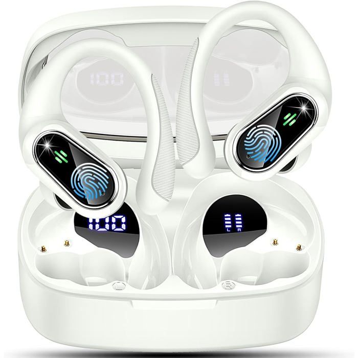 Écouteurs sans fil, Bluetooth 5.4 avec écran tactile multifonctionnel, 48H Bass Stereo Casque Écouteurs sans fil, Bluetooth 5.4 avec écran tactile multifonctionnel, 48H Bass Stereo Casque
