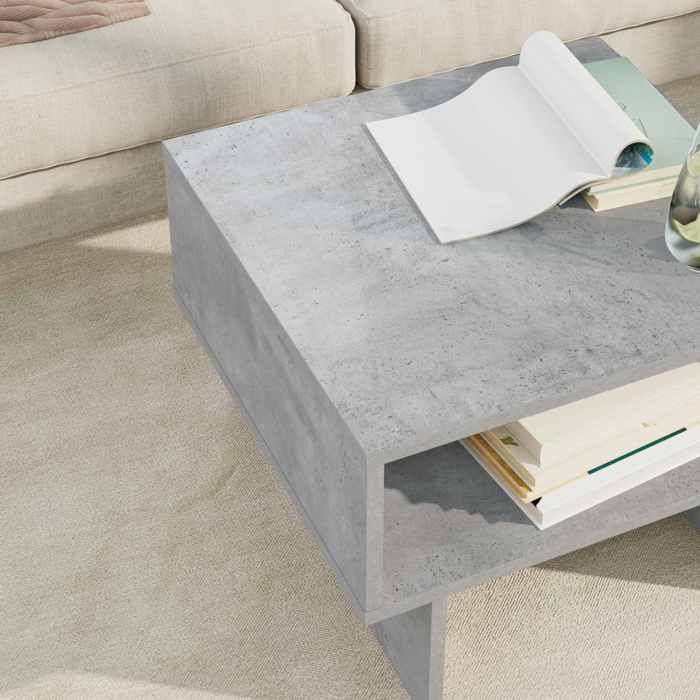 Promo printempsTable basse élégante - Support 20 kg - SHELD - Table à café - Gris béton 48x46x35cm Bois dingénierie M2990049