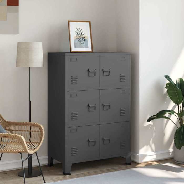 VIDAXL Meuble Entrée Anthracite - Coffre de rangement - industriel Anthracite 75x40x115 cm Métal C339