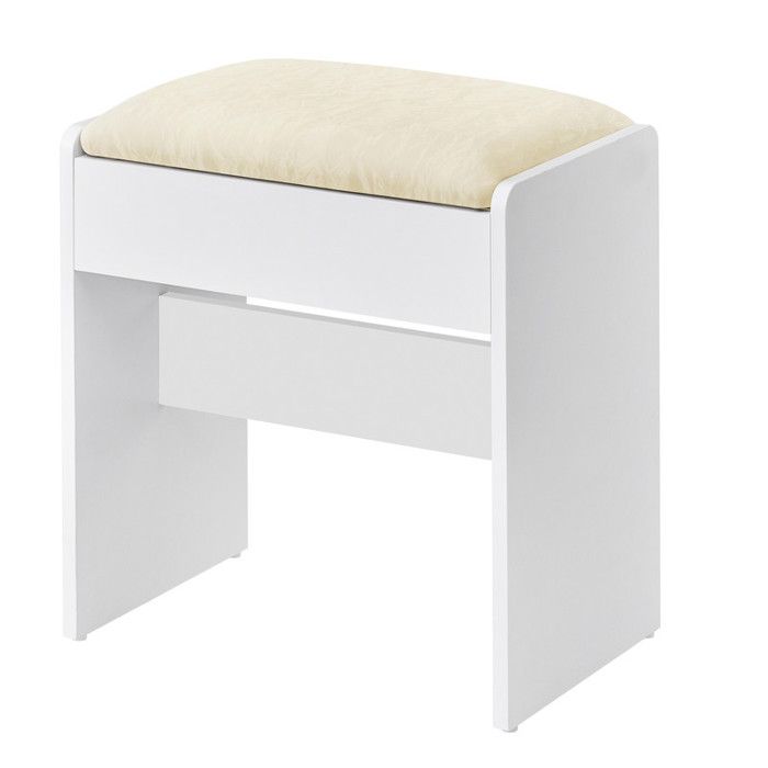 Tabouret de Maquillage en Velours Rembourré Style Moderne 45 x 286 x 48 cm Blanc et Crème