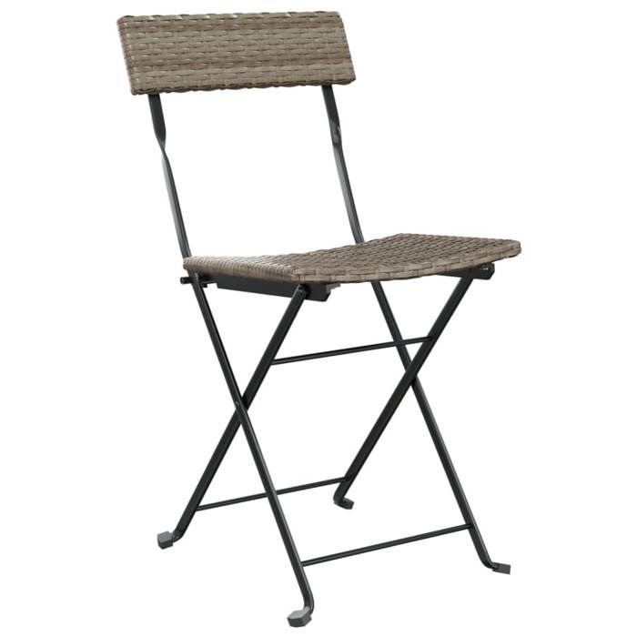 Chaises de bistrot pliantes 2 pièces Meuble de jardin protection UV Gris Résine tressée acier - (40x45x79 cm) 785u2U