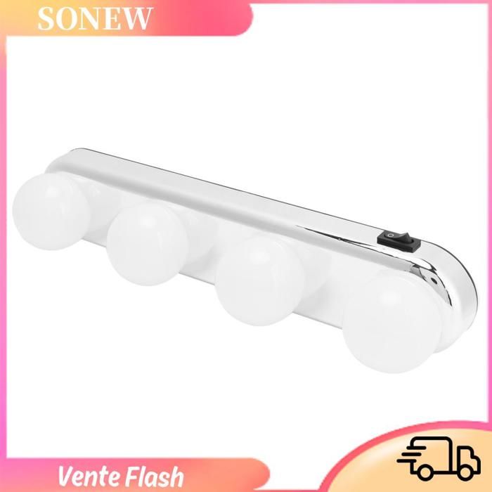 Lampe de Maquillage à 4 LED Lampe de Miroir Portable sans Fil avec Ventouse pour Salle de Bain vanité Coiffeuse Cadeau