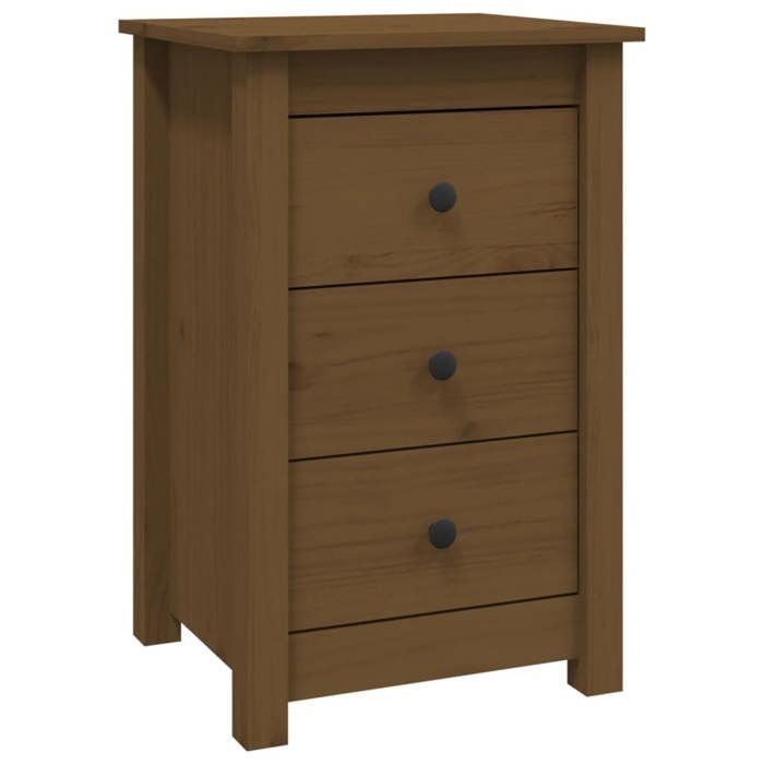 {Brun}Table moderne - Tables de chevet - Lot de 2 - Marron miel 40x35x61 5 cm Pin solide - Cadre robuste_11017