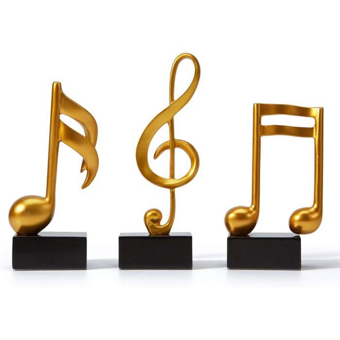 Ornements en forme de notes de musique - Lot de 3 - Figurine décorative - Cadeau musical - Résine - Ornement pour piano - Artisanat