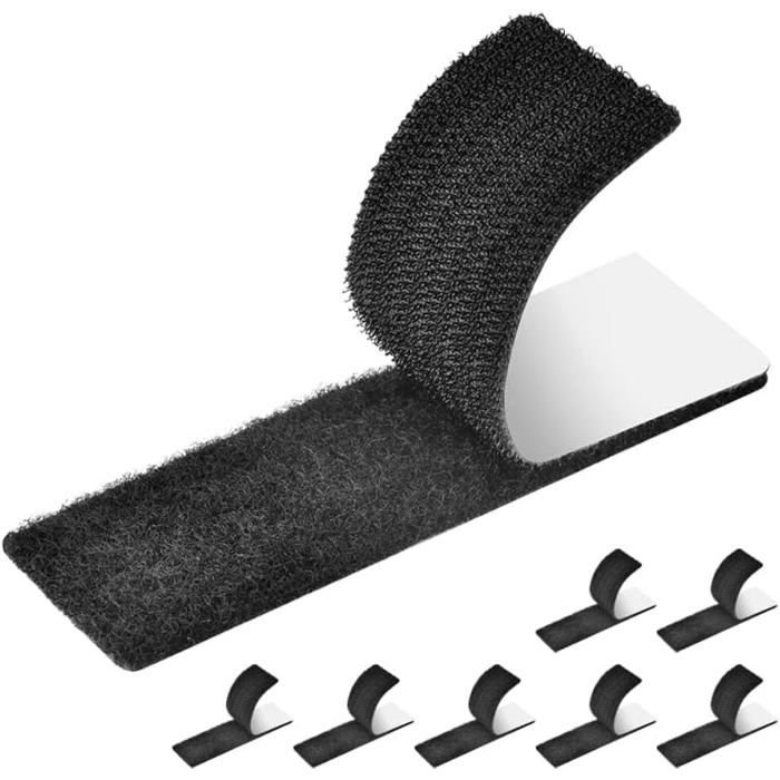 8 Pièces Scratch Adhésif Double Face: Bandes Auto-Agriffantes Pour Fixation Canapé Tapis Et Rideaux – Carré 50X100Mm Noir[RU393]