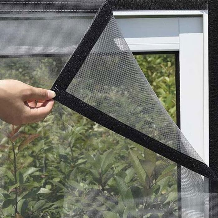 Moustiquaire fenêtre auto adhésive - Anti insectes ajustable Transparente - Fenêtre - Gris noir 80x120cm