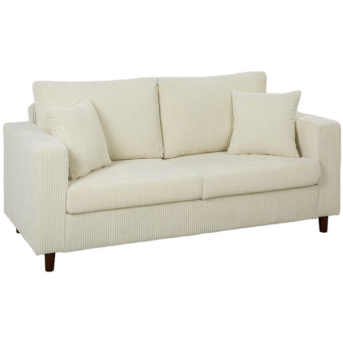Canapé 2 places - HOMCOM - assise large - coussin à ressorts - larges accoudoirs - velours côtelé - 170 x 80 x 82 cm - crème Canapé 2 places - HOMCOM - assise large - coussin à ressorts - larges accoudoirs - velours côtelé - 170 x 80 x 82 cm - crème