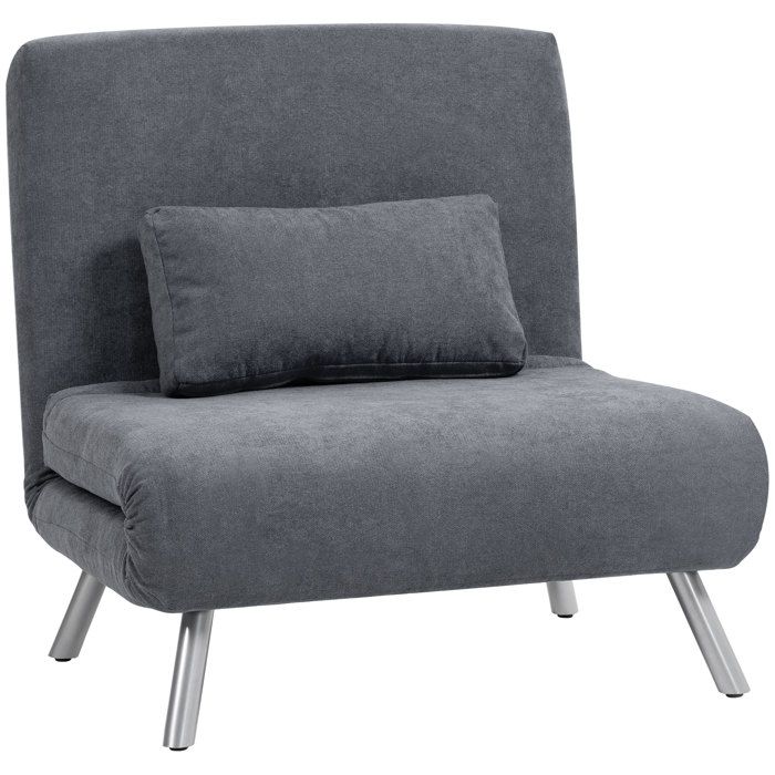 Fauteuil convertible 1 place fauteuil-lit clic-clac 3 en 1 avec dossier réglable oreiller assise large gris foncé