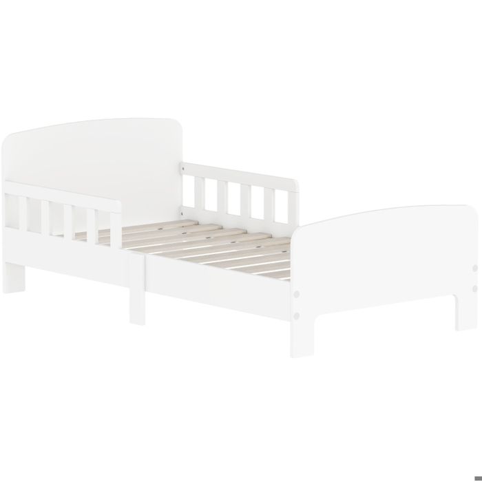 Lit enfant Montessori 70 x 140 cm en MDF blanc avec barrières latérales sommier à lattes pour 3 à 8 ans JOINERY