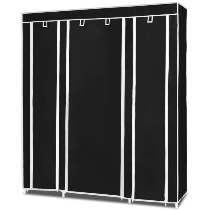 Armoire De Rangement Multifonction Penderie En Fer Et Tissu Gris - 2 Compartiments