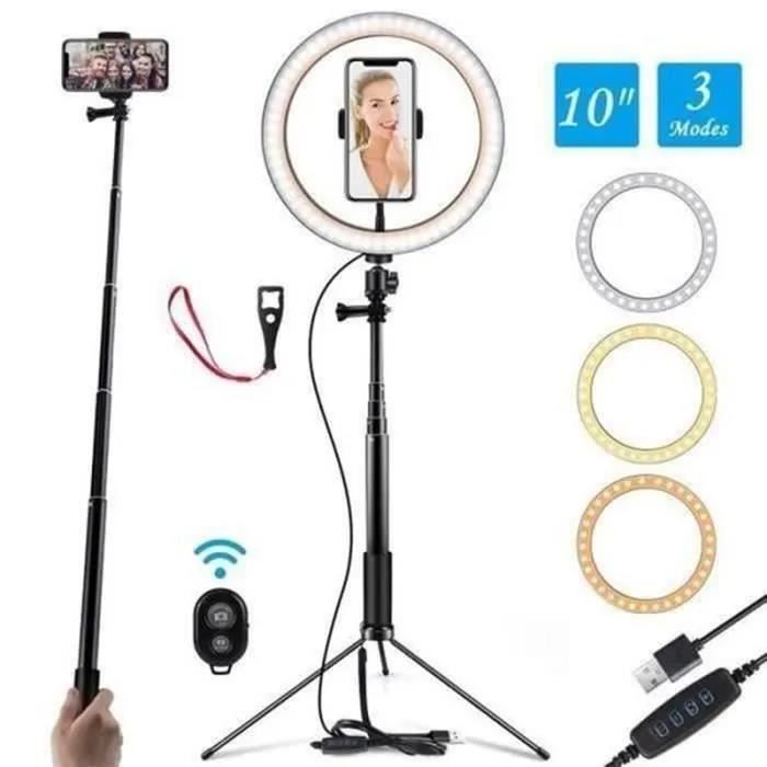 Ring Light 10 "Selfie Light Anneau avec support réglable (14.56 '' à 55 '') Télécommande 120 ampoules Ringlight pour la vidéo YouTub