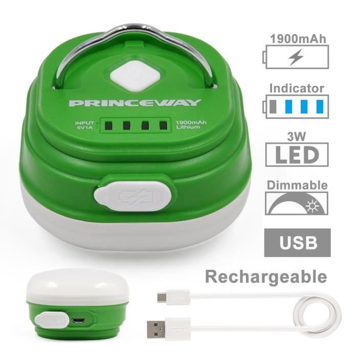 Lampe Camping Solaire Rechargeable 2400mAh USB Lampe Camping LED Pliable 600LM Avec 6 Modes D
