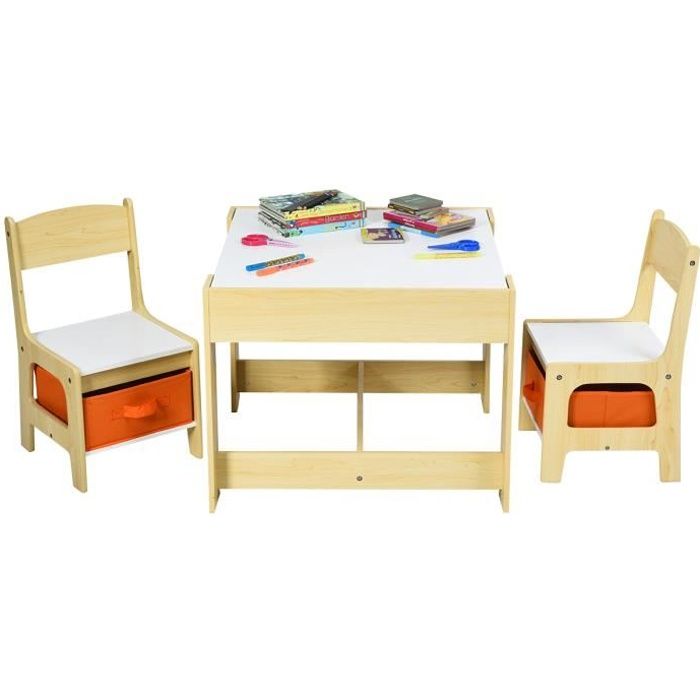 Table à dessin pour enfant réversible avec 2 chaises - GABRIEL