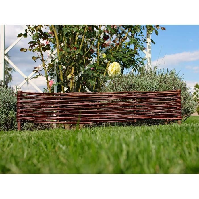 Palissades en osier - cadre de lit - clôture en osier - bordure de pelouse - palissade - produit ue (100x10 20 cm)[A151]