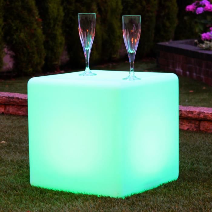 40cm Cube Lumineux Led Extérieur Tabouret Table Jardin Lampe De Sol Rechargeable Rgb Ip67 Télécommande De Pk Green