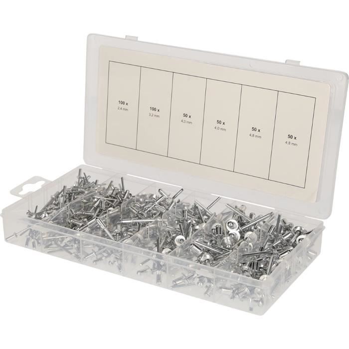 Assortiment de rivets aveugles - aluminium/acier - 400 pièces