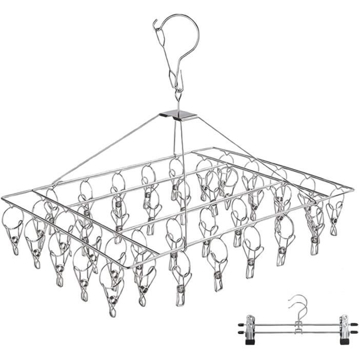 Séchoir à Chaussettes Avec 32 Pinces - Étendoir Pliable Rotatif - Pour Intérieur/extérieur - Idéal Sous-vêtements, Petits Textiles