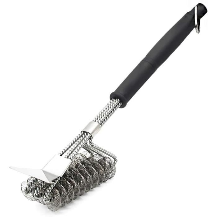 Brosse Barbecue Ketres - Grattoir Intégré, Poils Inox, Poignée Longue 18" - Pour Tous Grills