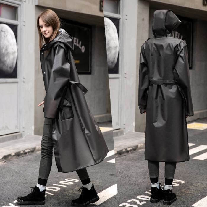L - Gris - Imperméable long à capuche pour adultes, manteau de pluie pour  femmes et hommes, vêtements de plui - Cdiscount