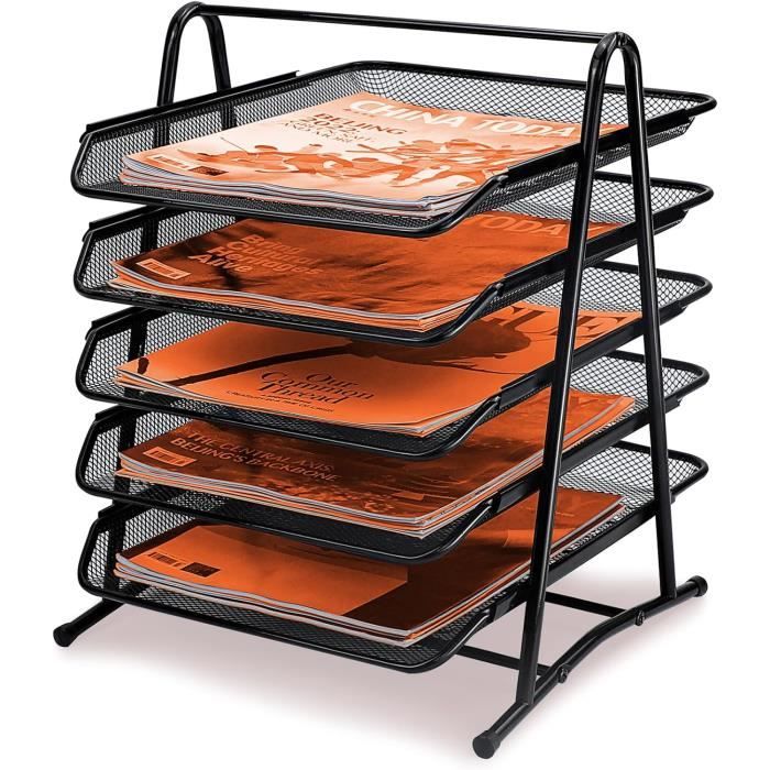 Acrimet Facility - Classement Courrier 3 Niveaux Charge Latérale A4, Plastique Noir, Pour Bureau