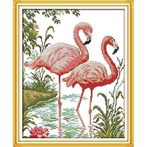 Kit Broderie Point De Croix Renard - 28x38cm 11CT - Tissu Pré-imprimé - Fils DMC Inclus