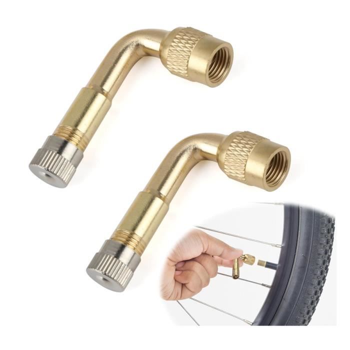 Rallonge de Valve Pneu, 2 Pièces Extensions de Valve Pneu 90 Degrés en Cuivre, Embout Gonflage