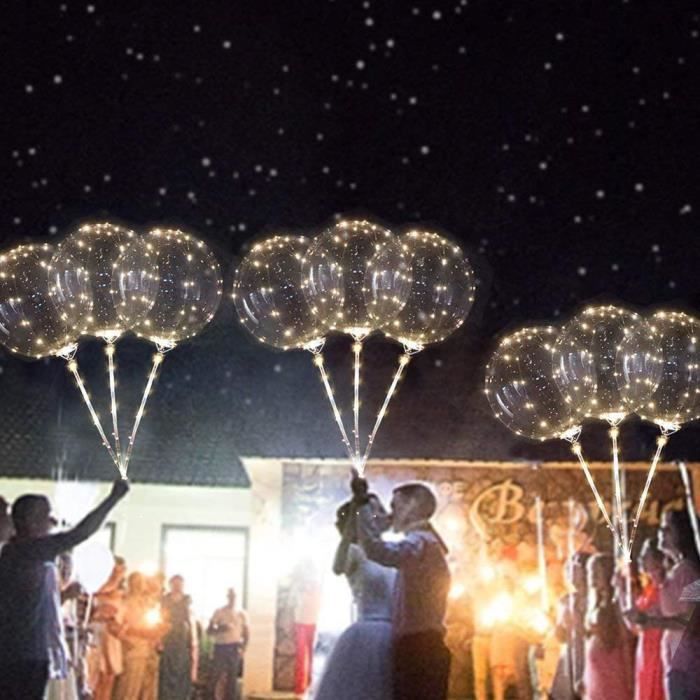 2 X Transparent DEL Rouge Ronde Lumière hélium ballon décoration mariage anniversaire 