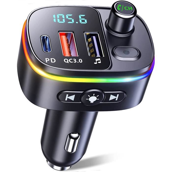 YROOM-Transmetteur FM Bluetooth 5.3 pour voiture, adaptateur de chargeur de  voiture, Bluetooth et disque U, micros pour touristes, appels mains libres,  PD et QC3.0, 48W - AliExpress