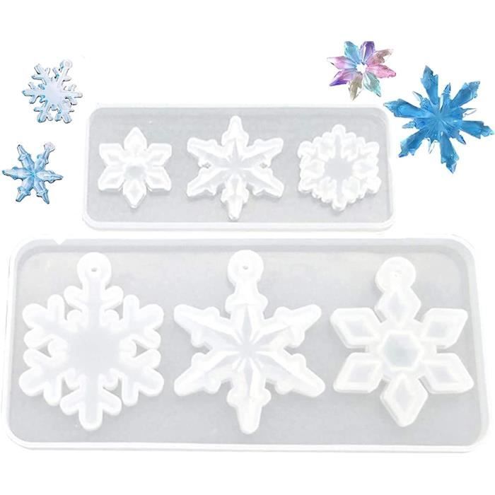 Moules Silicone Résine Noël - 5 Modèles (sapin, Flocon, Renne...) - Pour Bijoux, Décorations DIY - Trous Suspension Inclus