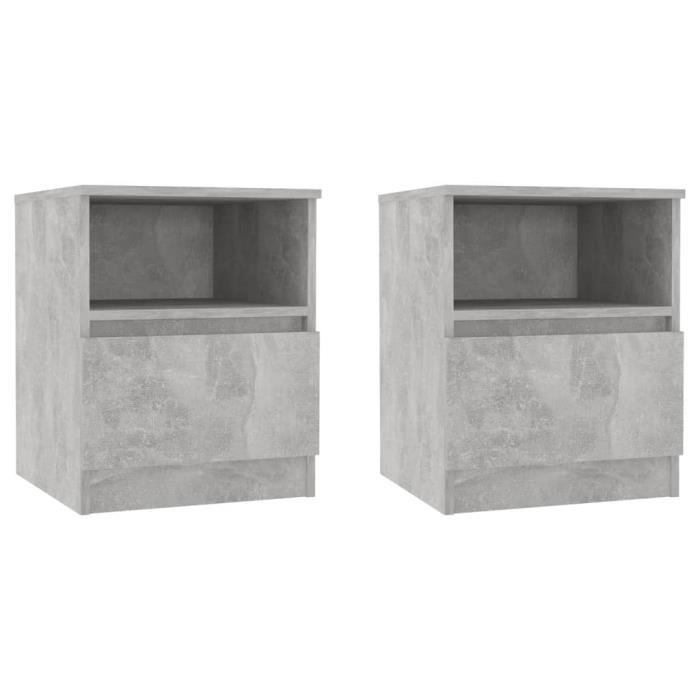 Tables de nuit JILI - Moderne Tables de chevet Gris béton 40x40x50 cm - Pour chambre FR6207