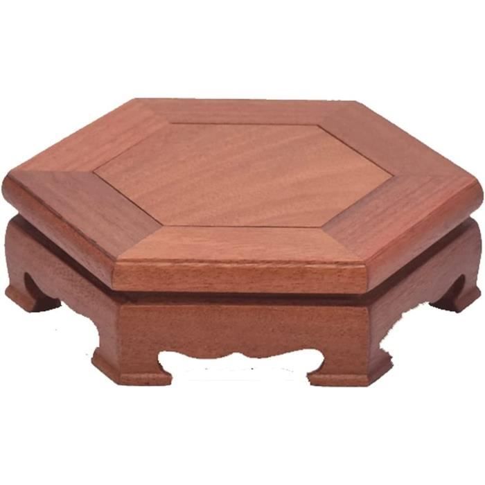Base Rotative En Bois Rétro Chinoise Yardwe - Présentoir Vase, Bonsaï, Théière | Décoration Élégante Pour Bureau Et Intérieur
