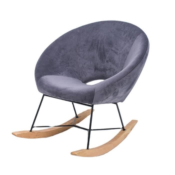 fauteuil à bascule design lisa - meubler design - velours gris - vintage - relaxation - 1 place