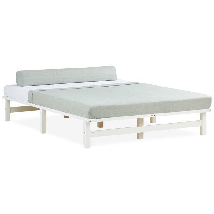 Lit palette 140x200 cm Lit en bois massif Meubles en Palette Lit Futon Blanc Lit palette 140x200 cm Lit en bois massif Meubles en Palette Lit Futon Blanc