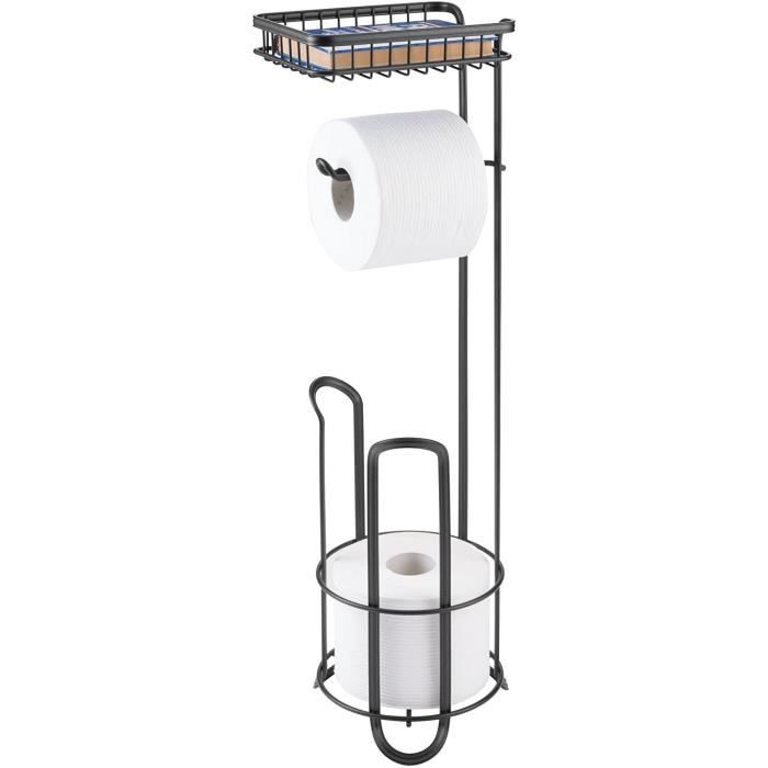 MDesign Rangement Papier Toilette Pour 6 Rouleaux De Rechange – Support Papier Toilette Autonome En Métal – Dérouleur Papier Wc Compact Pour Salle De Bain Et WC D'invités – Bleu