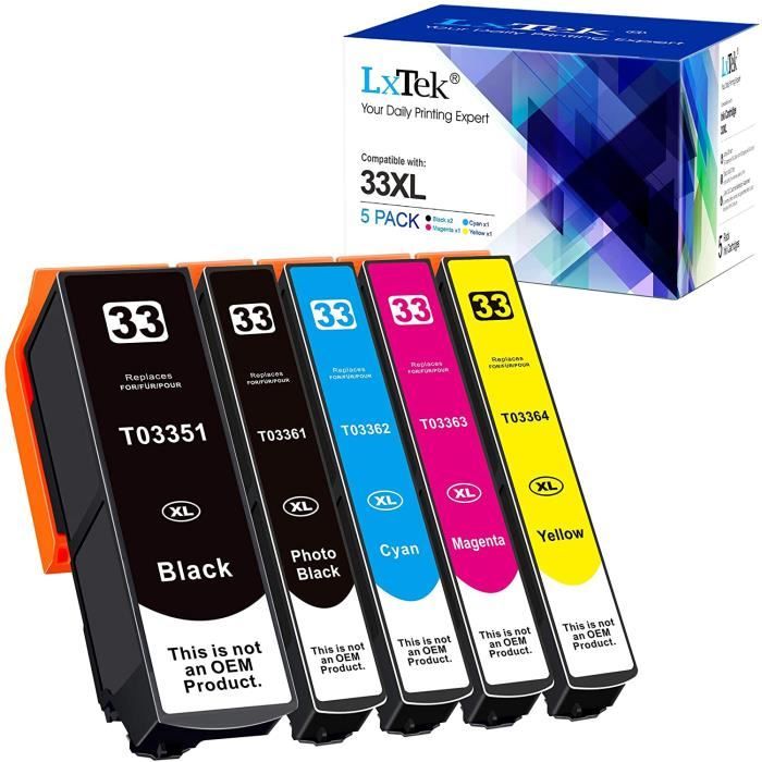 LxTek 33XL Compatible pour Epson 33 XL Cartouche d'encre pour Expression  Premium XP-530 XP-540 XP-630 XP-635 XP-640 XP-645 XP-83155
