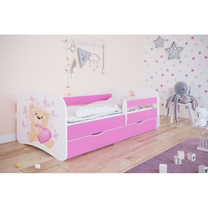 Lit enfant Kocot Kids Babydreams - Nounours rose - Avec tiroir - Matelas 160/80 Lit enfant Kocot Kids Babydreams - Nounours rose - Avec tiroir - Matelas 160/80